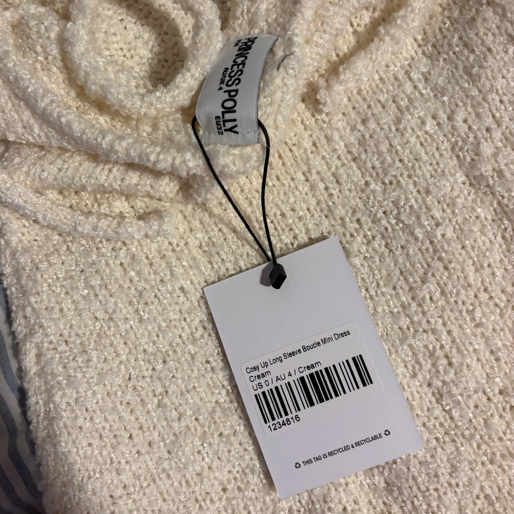 Cream Knit Long Sleeve Dress - Picture 3 of 3
